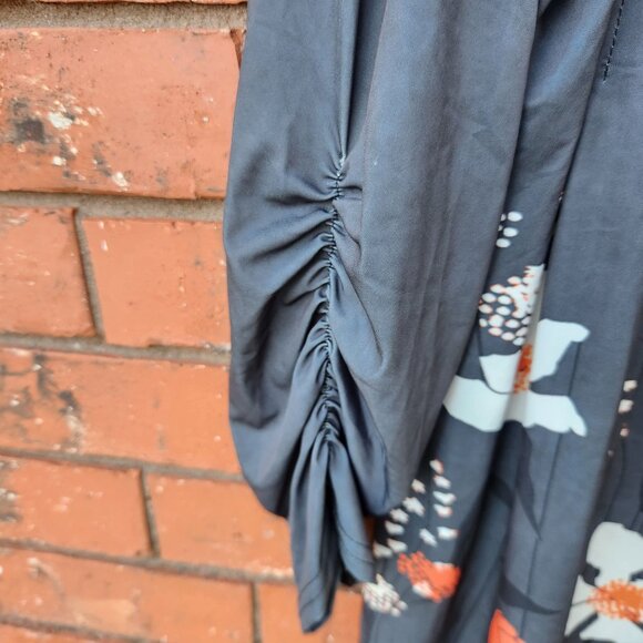 Gray & Orange Floral Button-Front Tunic By Lily 2XL Long Sleeves Lightweight - Picture 7 of 9